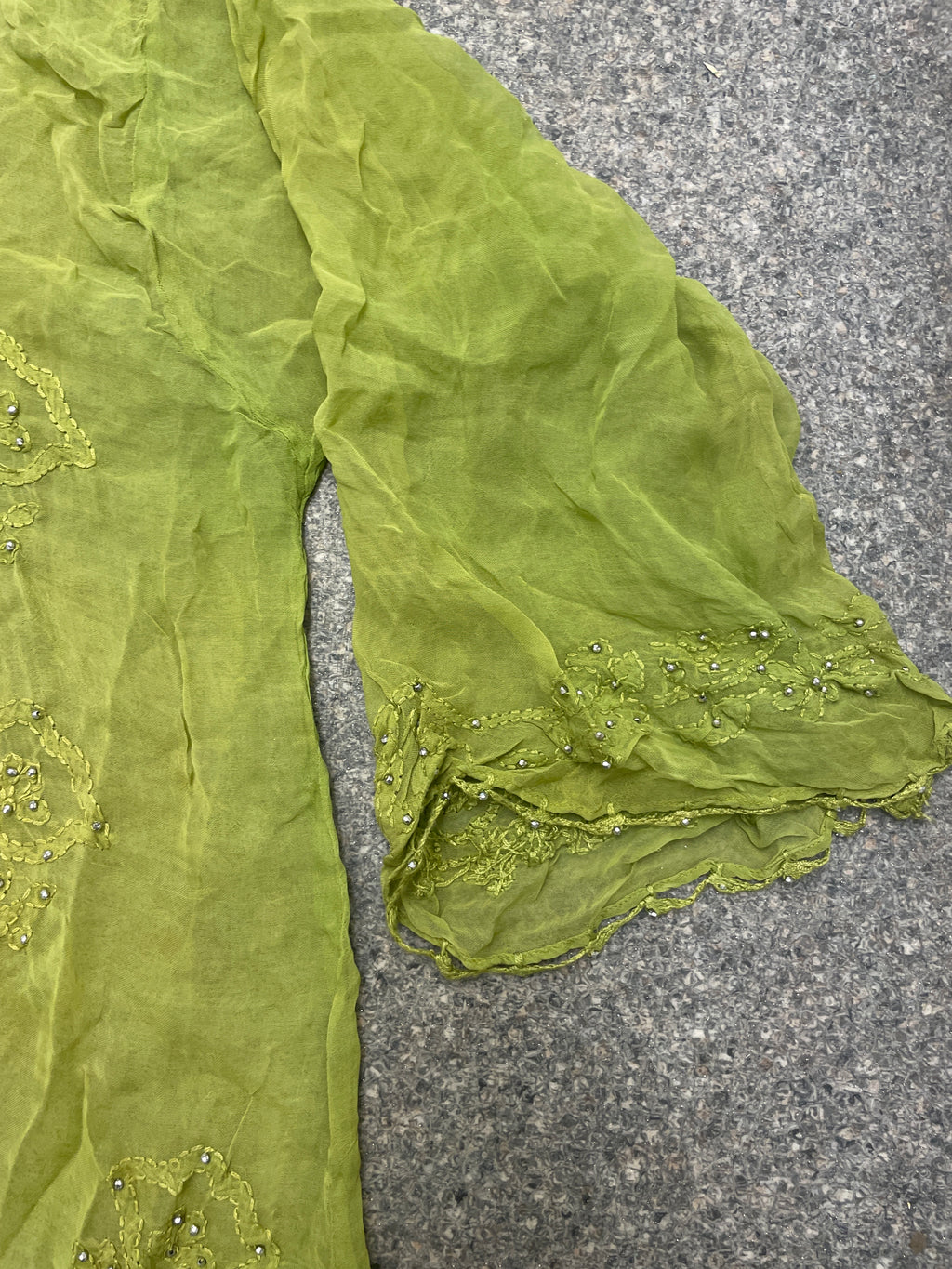 Rubynee Vintage y2k leaf printed kurta green blouse size XL