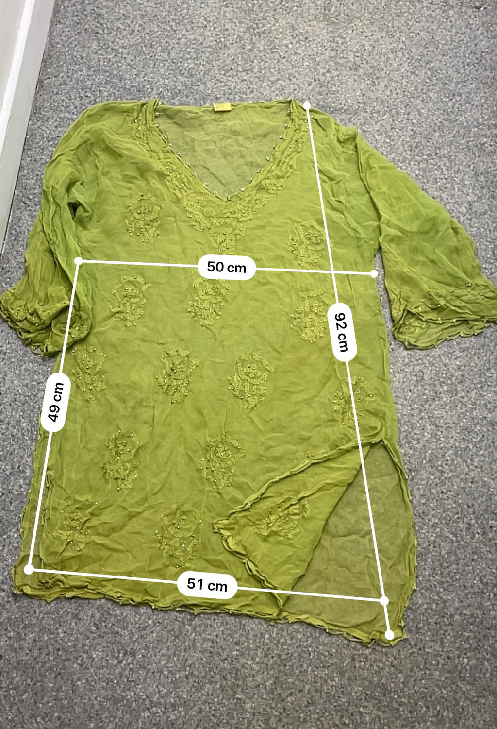 Leaf printed kurta green blouse size XL