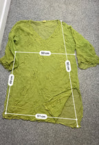 Leaf printed kurta green blouse size XL