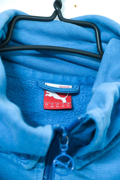 Vintage unisex Puma Lifestyle blue full zip high neck wind breaker jacket L|L29W19|SKU 6674