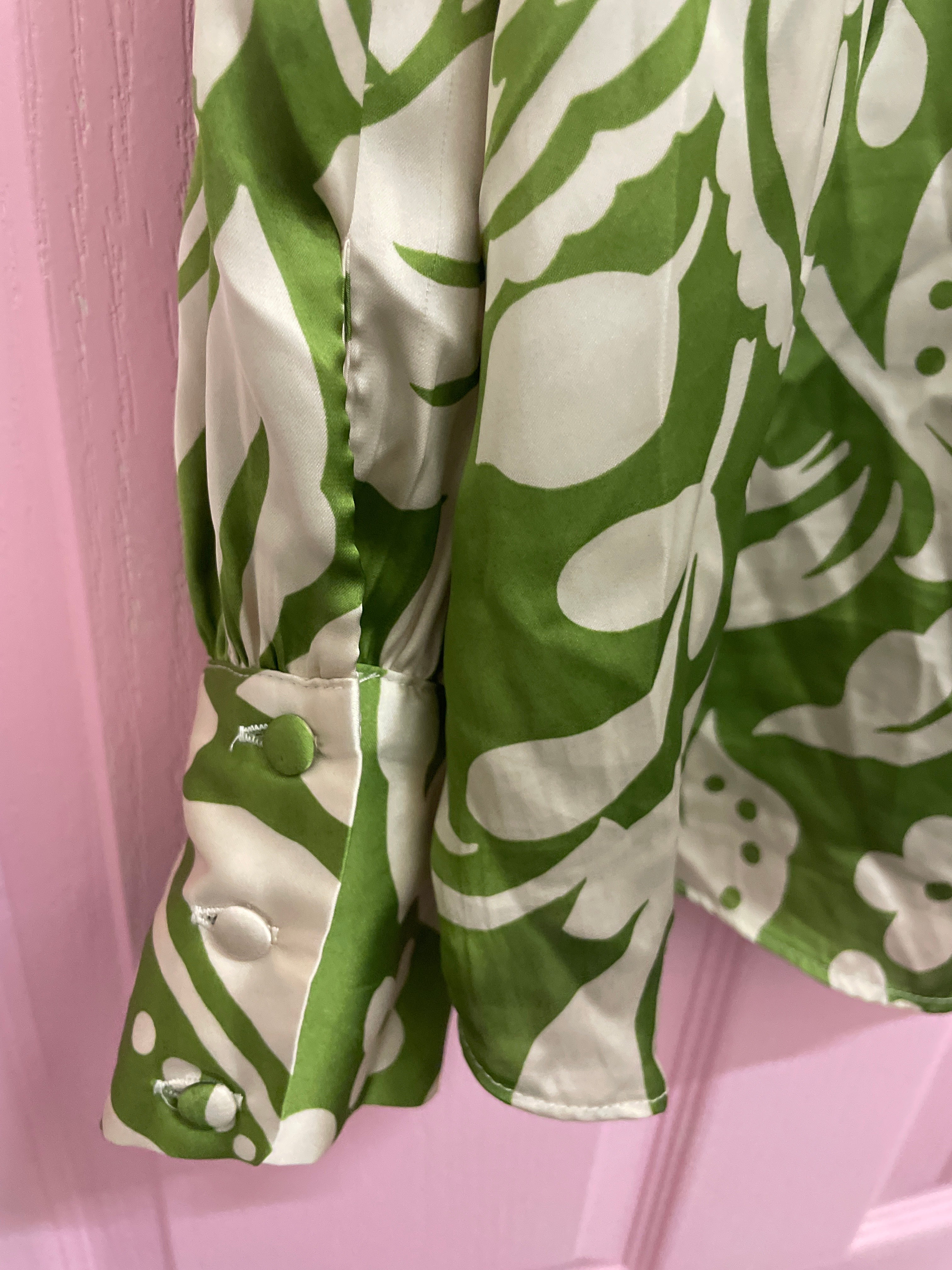 Rubynee Vintage y2k floral printed green Zara shirt