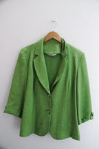 Vintage waisted green blazer in 100% linen