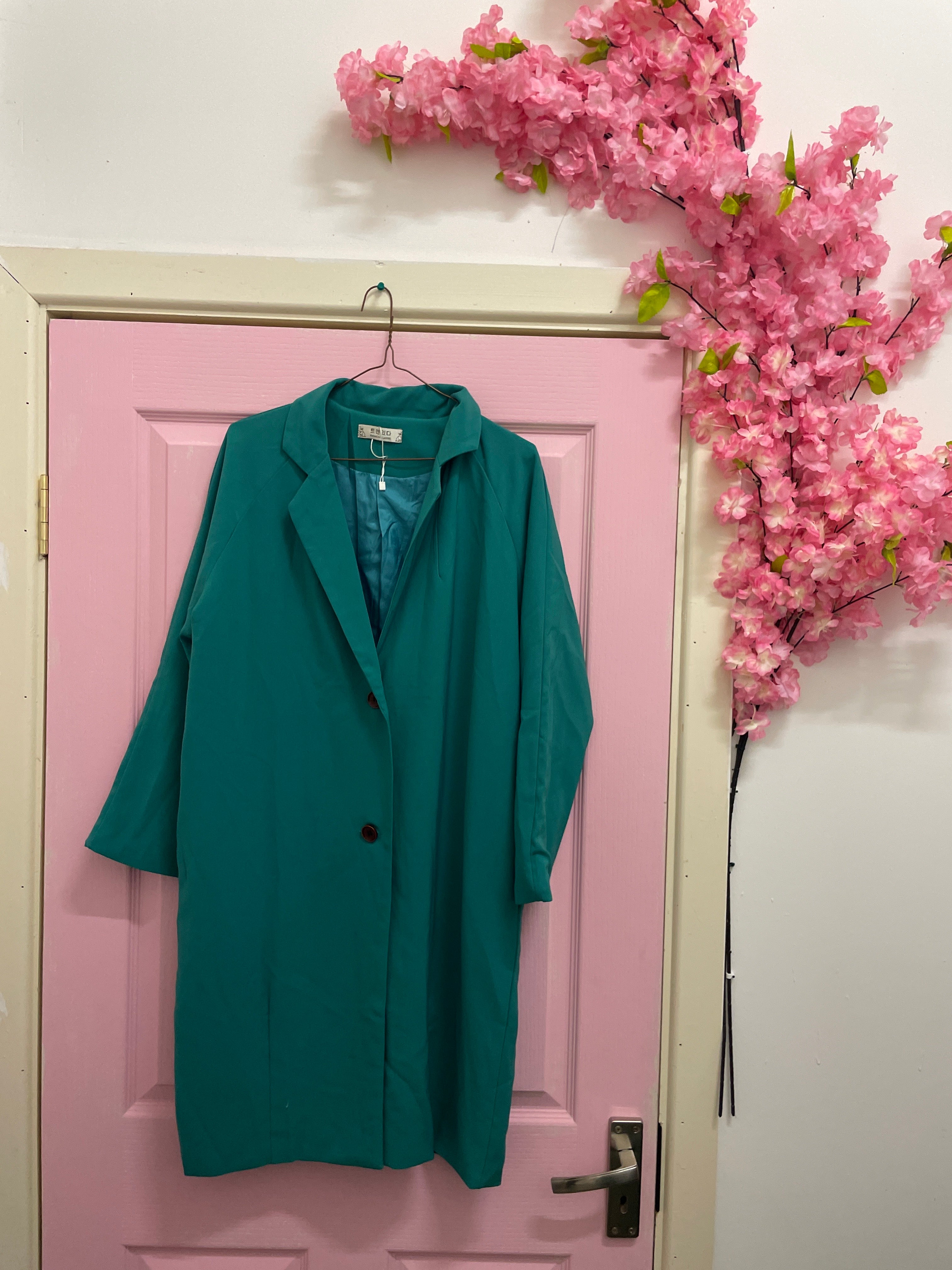 Rubynee Vintage y2k women green trench coat