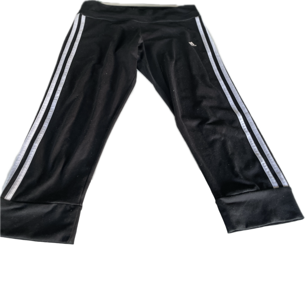 Vintage Women's Leggings adidas Cotton Regular Activewear | High-Rise 3-Stripes 3/4 Tights Leggings W28 L20 SKU 5289