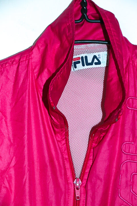 Vintage women Fila pink waterproof nylon polyester zipper windbreaker jacket|L27W21|SKU 6676