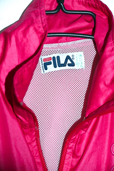 Vintage women Fila pink waterproof nylon polyester zipper windbreaker jacket|L27W21|SKU 6676
