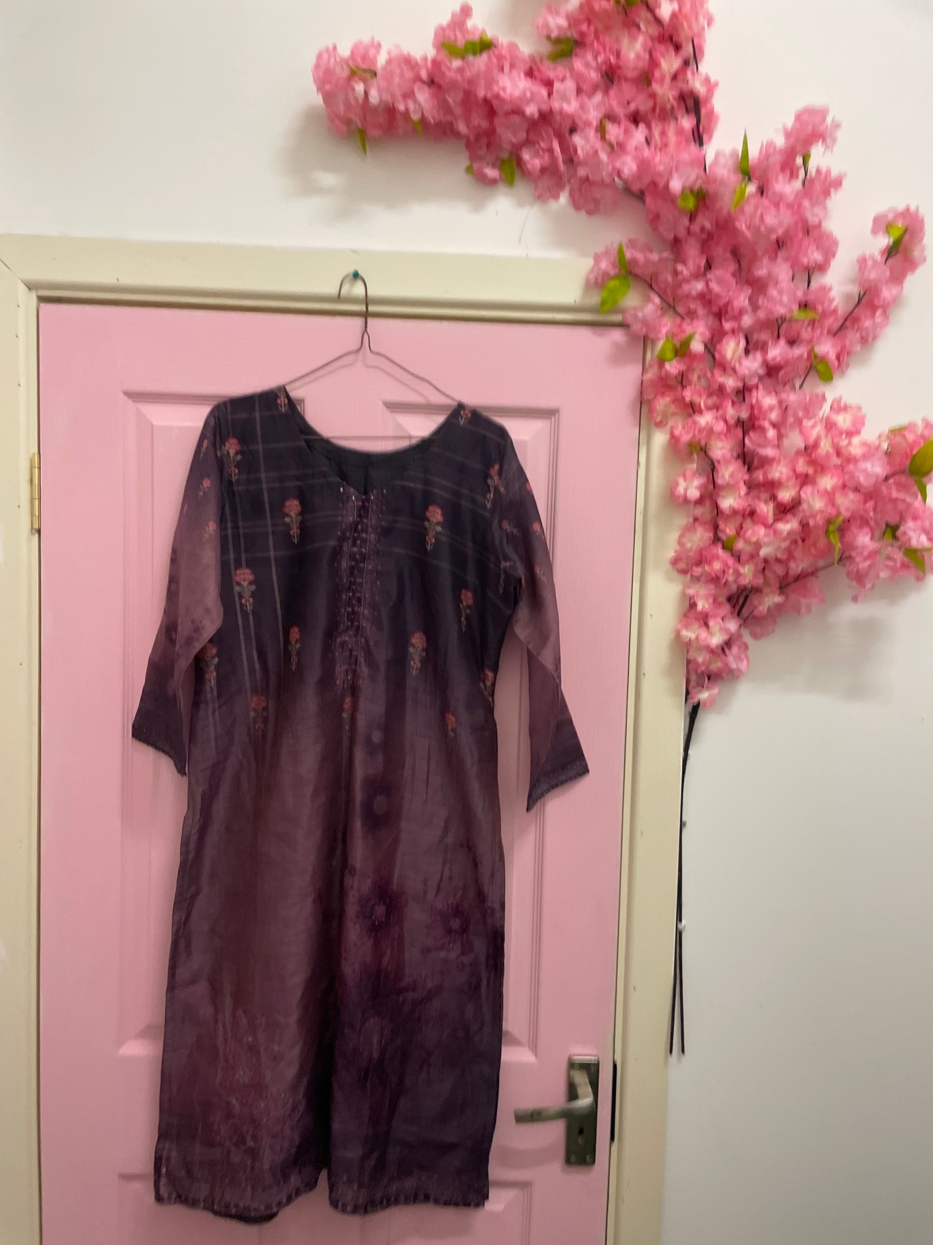 Rubynee Vintage y2k women purple long kurti dress