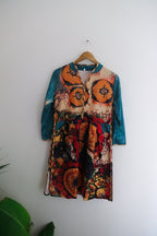 Vintage womens floral print multi midi dress