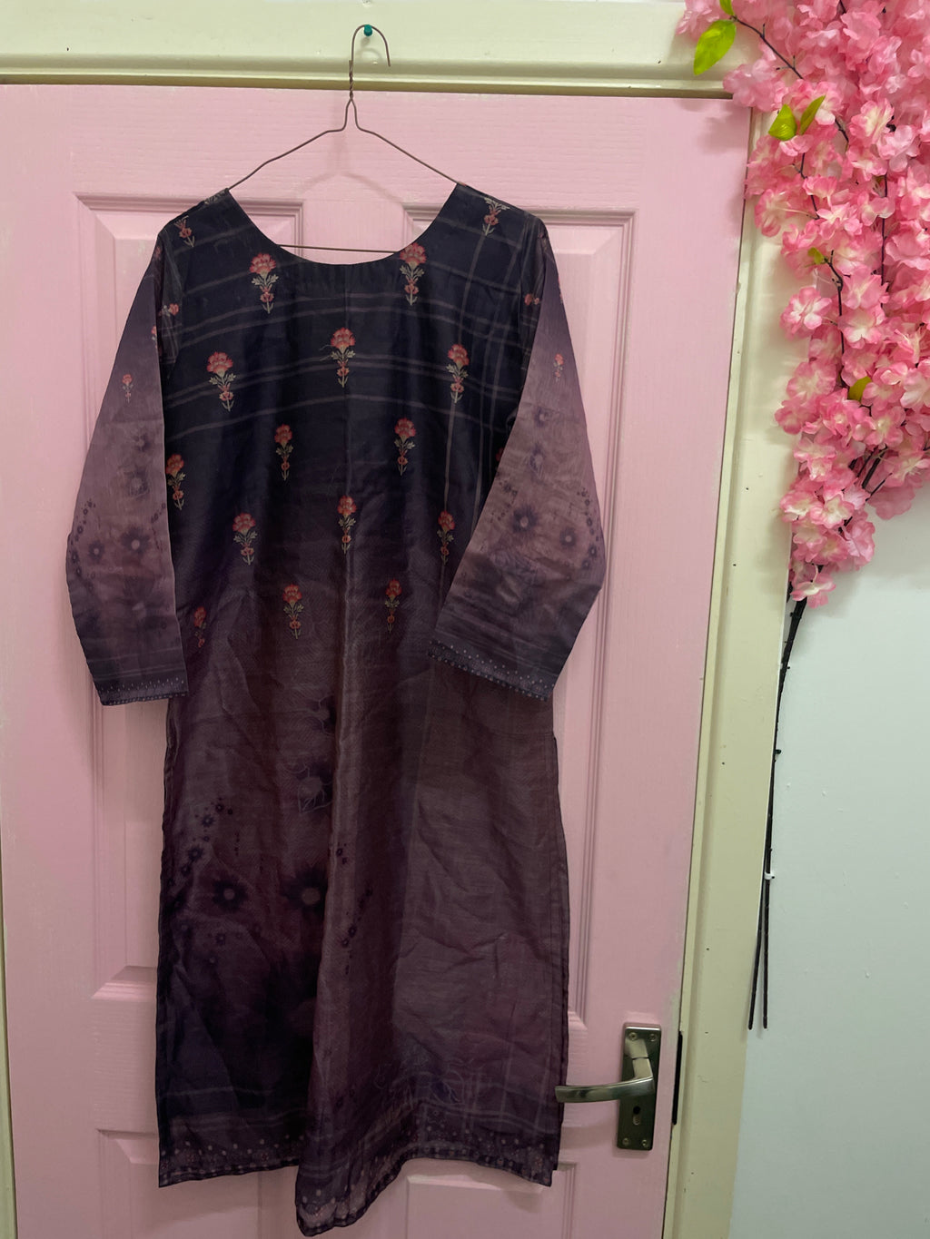 Rubynee Vintage y2k women purple long kurti dress