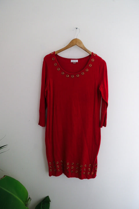 Vintage red large Calvin Klein kneelength Dress