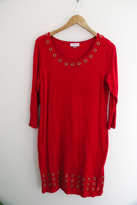 Vintage red large Calvin Klein kneelength Dress