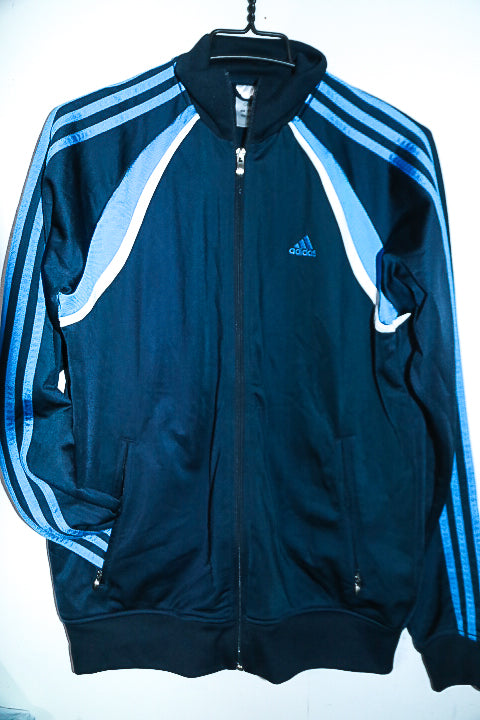 Vintage men Adidas training zipper high neck blue/white jacket M|L29W19|SKU 6678