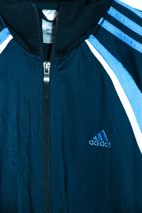 Vintage men Adidas training zipper high neck blue/white jacket M|L29W19|SKU 6678