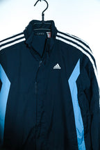 Vintage women Adidas navy fleece zipper high neck polyester track top L/M|L29 W19|SKU 6679