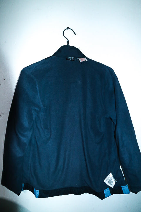 Vintage women Adidas navy fleece zipper high neck polyester track top L/M|L29 W19|SKU 6679