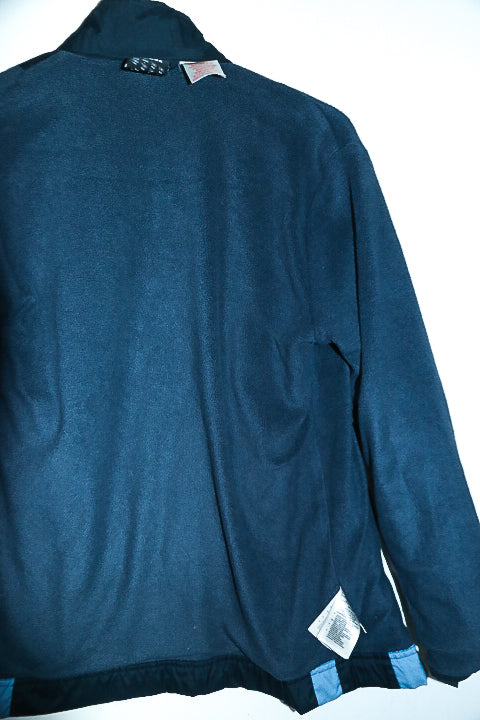 Vintage women Adidas navy fleece zipper high neck polyester track top L/M|L29 W19|SKU 6679
