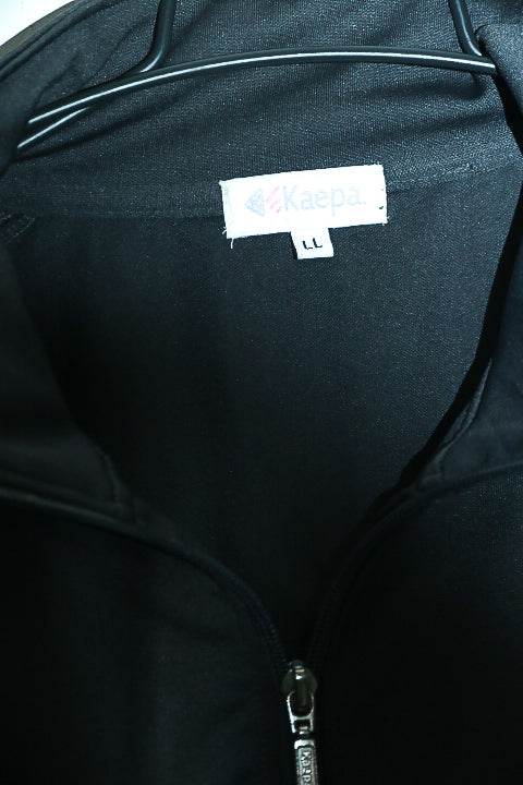 Vintage women Kaepa black full zip high neck cotton polyester track top L|L28 W20|SKU 6680