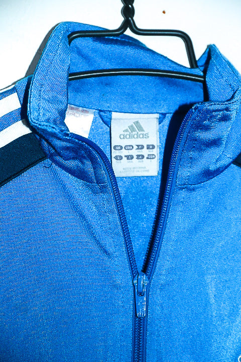 Vintage women Adidas blue training 3-stripe zipper jacket in M|L27 W19|SKU 6683