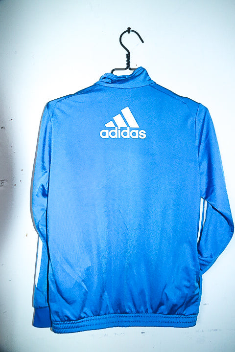 Vintage women Adidas blue training 3-stripe zipper jacket in M|L27 W19|SKU 6683