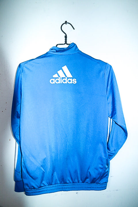 Vintage women Adidas blue training 3-stripe zipper jacket in M|L27 W19|SKU 6683