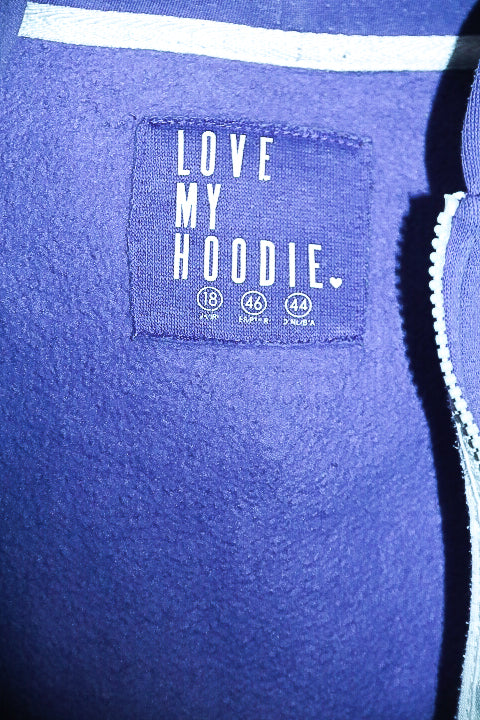 Vintage women Love my hoodie purple plastic zipper hoodie in M|L24 W23|SKU 6684