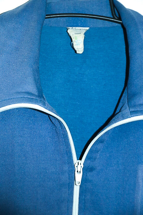 Vintage unisex Adidas football training blue track top in L|L30 W21|SKU 6685