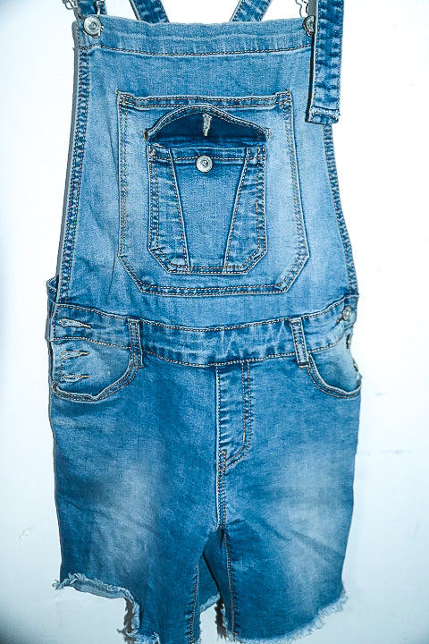 Vintage women By sasha summer denim dungaress light blue XS|L26 W18|SKU 6686