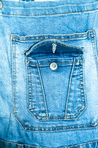 Vintage women By sasha summer denim dungaress light blue XS|L26 W18|SKU 6686