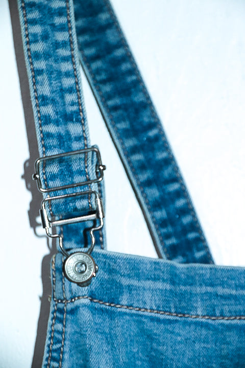 Vintage women By sasha summer denim dungaress light blue XS|L26 W18|SKU 6686