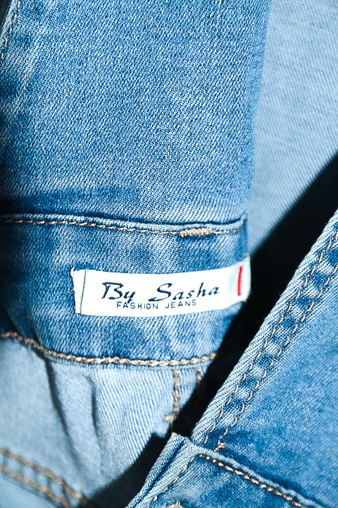 Vintage women By sasha summer denim dungaress light blue XS|L26 W18|SKU 6686