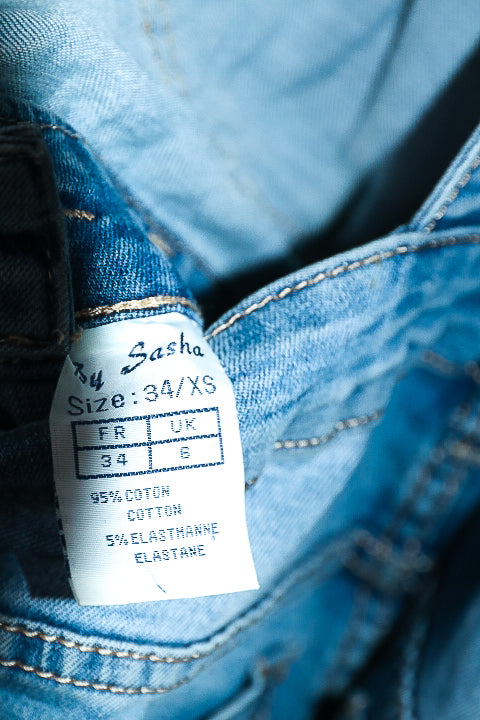 Vintage women By sasha summer denim dungaress light blue XS|L26 W18|SKU 6686