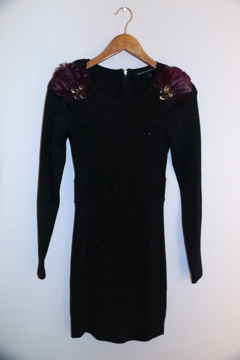 Vintage womens black shoulder french connection wedding dress size 10