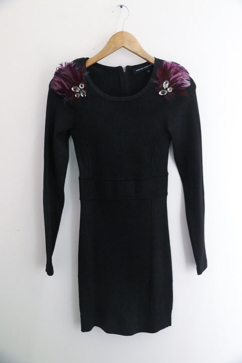 Vintage womens black shoulder french connection wedding dress size 10