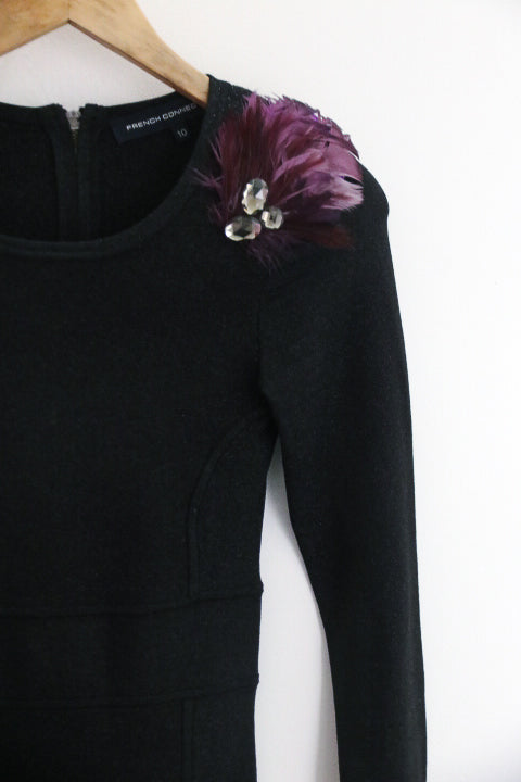 Vintage womens black shoulder french connection wedding dress size 10