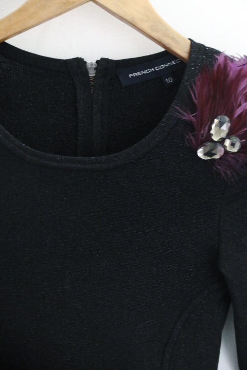 Vintage womens black shoulder french connection wedding dress size 10