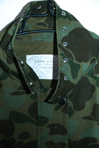 Vintage ZARA WOMAN outfitter green Camo Pom Pom zip jacket in M|L31 W23|SKU 6689