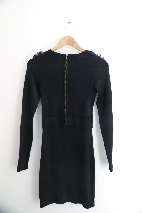 Vintage womens black shoulder french connection wedding dress size 10