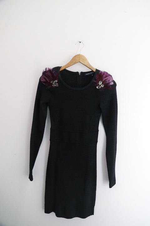 Vintage womens black shoulder french connection wedding dress size 10