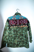 Vintage ZARA WOMAN outfitter green Camo Pom Pom zip jacket in M|L31 W23|SKU 6689