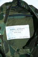 Vintage ZARA WOMAN outfitter green Camo Pom Pom zip jacket in M|L31 W23|SKU 6689