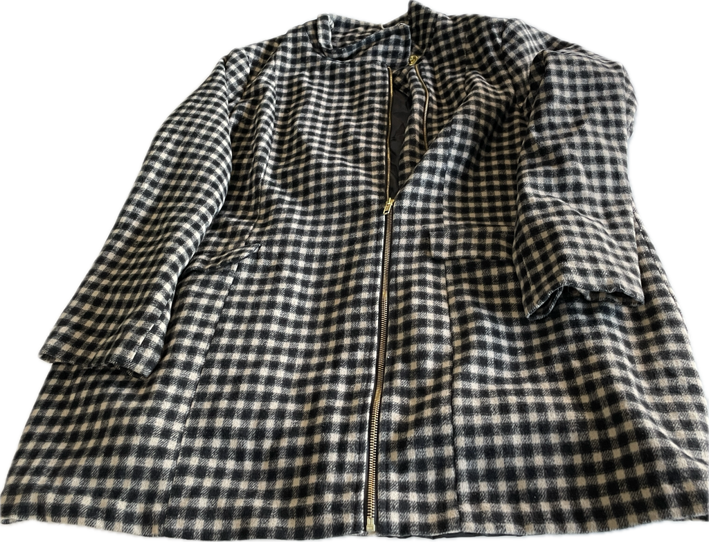 Vintage Checkered Wool Coat for Women SKU 5305