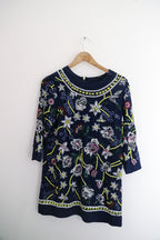 Vintage River island floral sequin midi womens blue dress siz 10