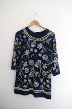 Vintage River island floral sequin midi womens blue dress siz 10