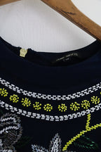 Vintage River island floral sequin midi womens blue dress siz 10