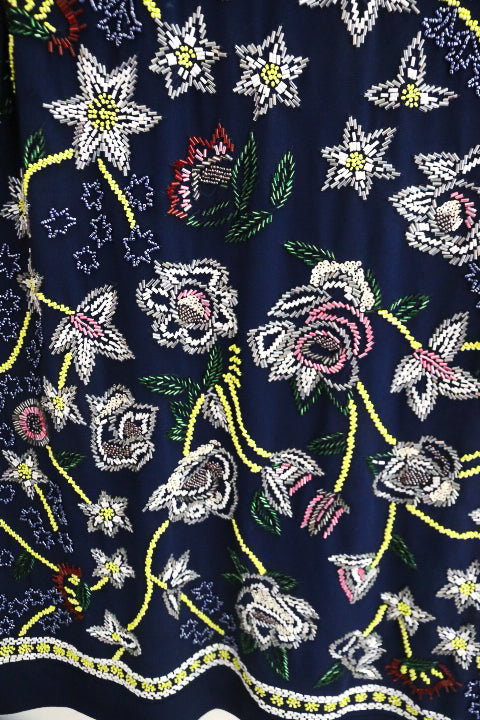 Vintage River island floral sequin midi womens blue dress siz 10