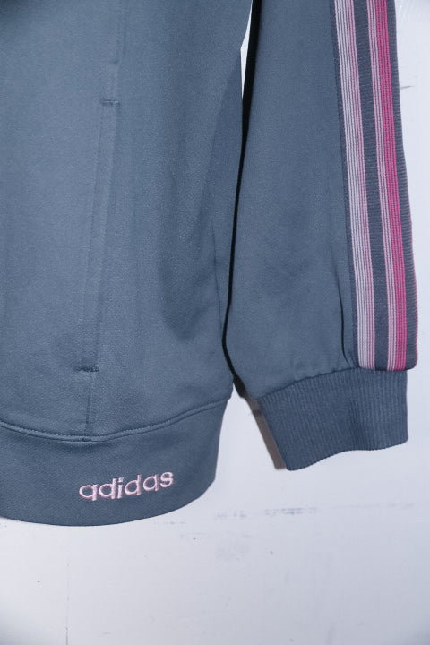 Vintage women Adidas full zip grey track jacket in M|L28 W20|SKU 6691