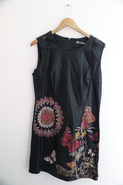 Vintage rocha john womens black mini sequin floral dress