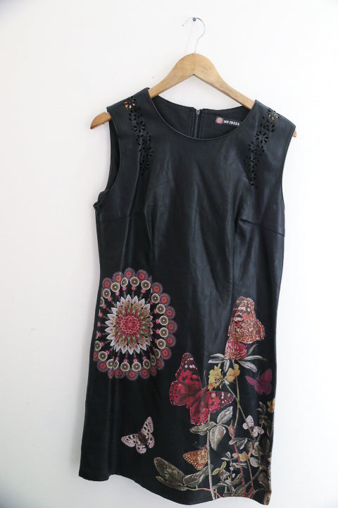 Vintage rocha john womens black mini sequin floral dress