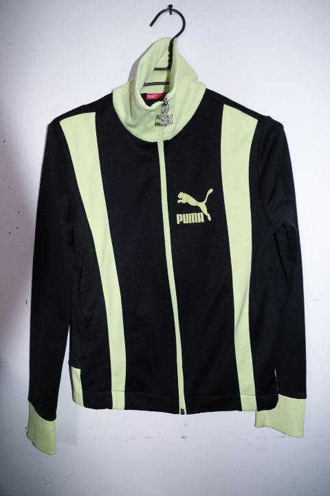 Vintage women Puma black colorblock zipper track top in M|L27 W18|SKU 6694