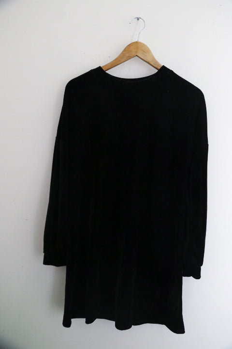 Vintage black womens short scuba dress with flounce size 8